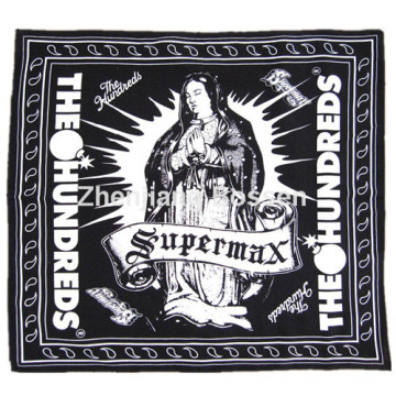 OEM Produce Conception personnalisée Printed Cotton Black Big Handkerchief